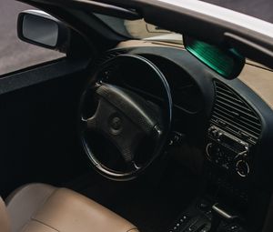 Preview wallpaper bmw, salon, steering wheel, car, seats, panel
