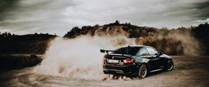 Preview wallpaper bmw, spoiler, car, black, dust