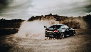 Preview wallpaper bmw, spoiler, car, black, dust