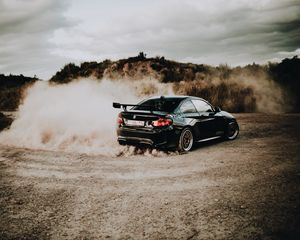 Preview wallpaper bmw, spoiler, car, black, dust