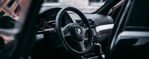 Preview wallpaper bmw, steering wheel, car, car interior