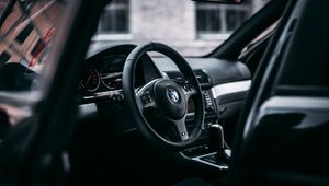 Preview wallpaper bmw, steering wheel, car, car interior