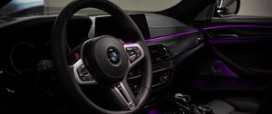 Preview wallpaper bmw, steering wheel, salon, speedometer, panel