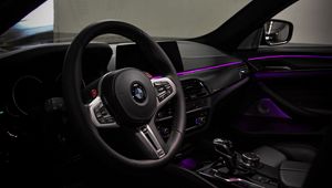 Preview wallpaper bmw, steering wheel, salon, speedometer, panel