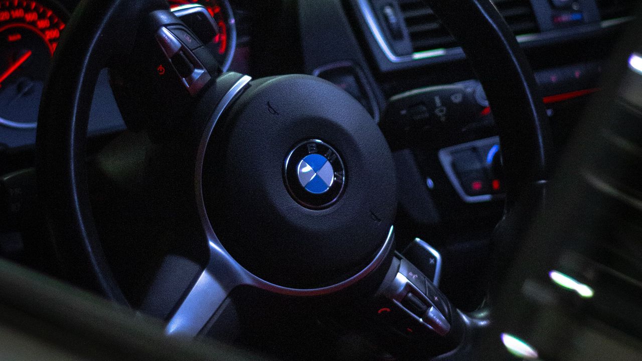 Wallpaper bmw, steering wheel, speedometer, interior