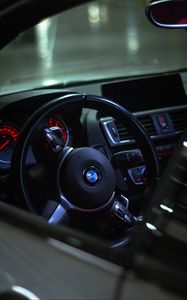 Preview wallpaper bmw, steering wheel, speedometer, interior