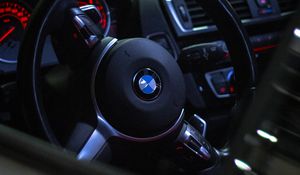 Preview wallpaper bmw, steering wheel, speedometer, interior