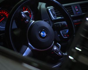 Preview wallpaper bmw, steering wheel, speedometer, interior