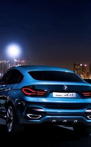 Preview wallpaper bmw x4, bmw, rear view, blue, city, night