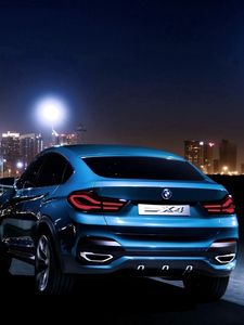 Preview wallpaper bmw x4, bmw, rear view, blue, city, night