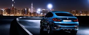 Preview wallpaper bmw x4, bmw, rear view, blue, city, night