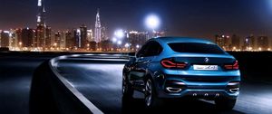 Preview wallpaper bmw x4, bmw, rear view, blue, city, night