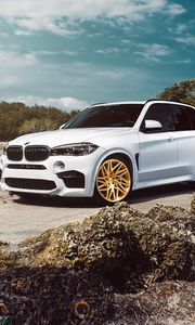 Preview wallpaper bmw, x5m, side view, white