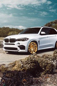 Preview wallpaper bmw, x5m, side view, white