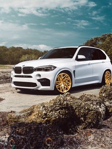 Preview wallpaper bmw, x5m, side view, white