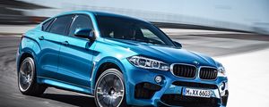 Preview wallpaper bmw x6, bmw, blue, speed, side view