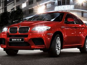 Preview wallpaper bmw x6, bmw, red, side view