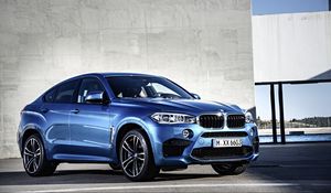 Preview wallpaper bmw, x6, m, 2015, blue, side view