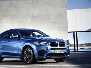 Preview wallpaper bmw, x6, m, 2015, blue, side view