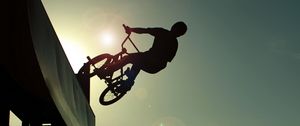 Preview wallpaper bmx, trick, silhouette, ramp, bike, jump