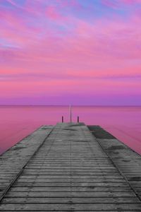 Preview wallpaper boards, platform, wood, sea, horizon, twilight