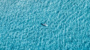 Preview wallpaper boat, aerial view, coast, wave