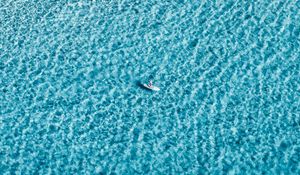 Preview wallpaper boat, aerial view, coast, wave