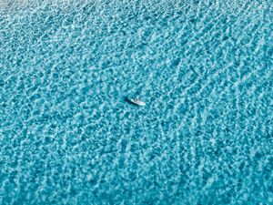 Preview wallpaper boat, aerial view, coast, wave