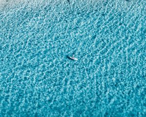 Preview wallpaper boat, aerial view, coast, wave