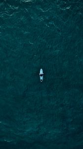 Preview wallpaper boat, aerial view, sea, waves, water