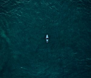 Preview wallpaper boat, aerial view, sea, waves, water