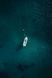 Preview wallpaper boat, aerial view, sea, water, waves