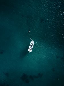 Preview wallpaper boat, aerial view, sea, water, waves