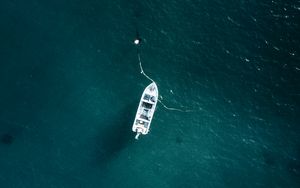 Preview wallpaper boat, aerial view, sea, water, waves