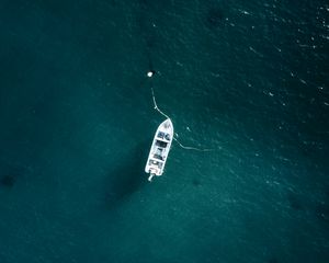 Preview wallpaper boat, aerial view, sea, water, waves