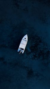 Preview wallpaper boat, aerial view, water, glare, dark