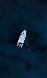 Preview wallpaper boat, aerial view, water, glare, dark