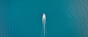 Preview wallpaper boat, aerial view, water, foam