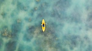 Preview wallpaper boat, aerial view, water, canoe