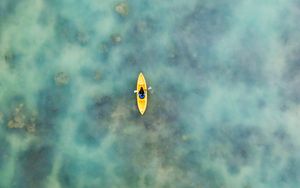 Preview wallpaper boat, aerial view, water, canoe