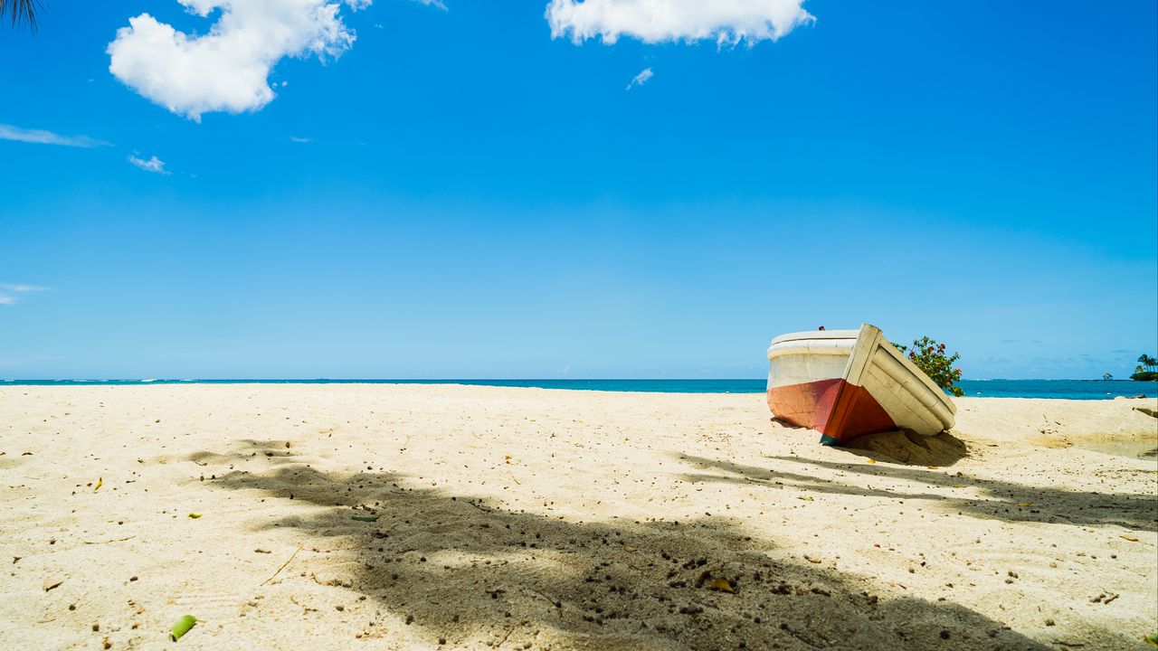 Wallpaper boat, beach, sand, sea, summer, landscape