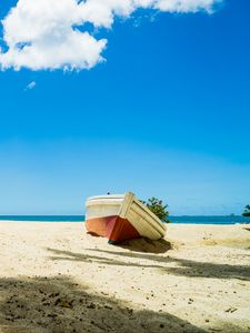 Preview wallpaper boat, beach, sand, sea, summer, landscape