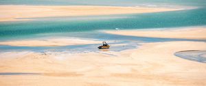 Preview wallpaper boat, beach, sea, horizon, sky