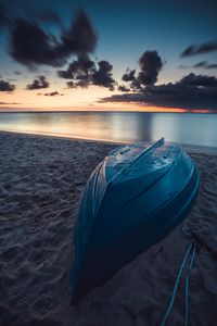 Preview wallpaper boat, beach, sea, sand, water, dusk