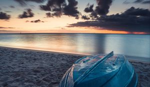 Preview wallpaper boat, beach, sea, sand, water, dusk