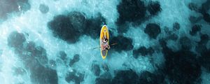 Preview wallpaper boat, canoe, aerial view, ocean