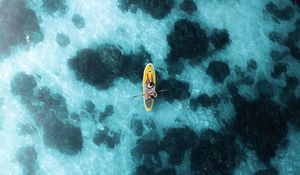 Preview wallpaper boat, canoe, aerial view, ocean