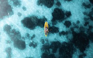 Preview wallpaper boat, canoe, aerial view, ocean