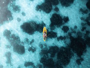 Preview wallpaper boat, canoe, aerial view, ocean