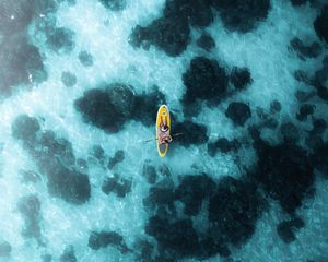 Preview wallpaper boat, canoe, aerial view, ocean